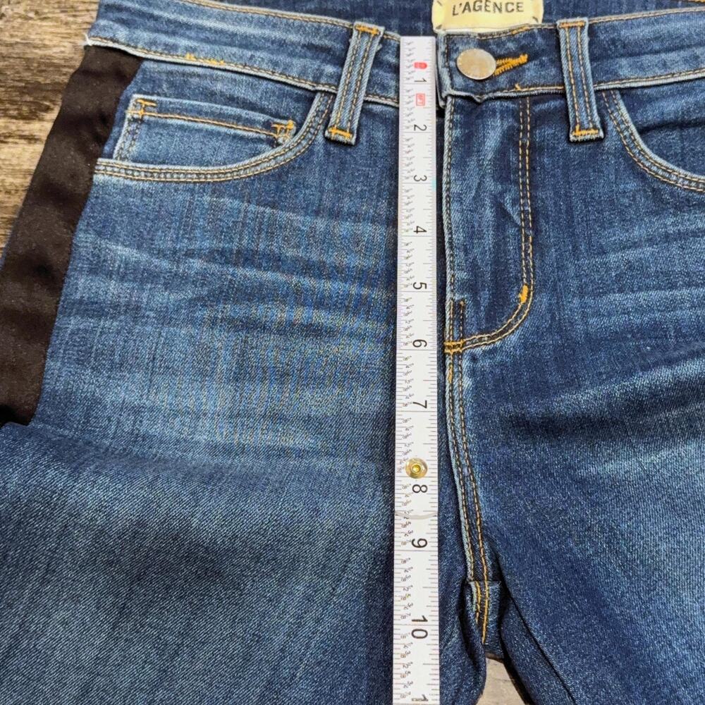 L'Agence Margot Skinny High Rise Jeans Women 24 Blue Side Stripe Denim Pants NWT - Picture 8 of 11